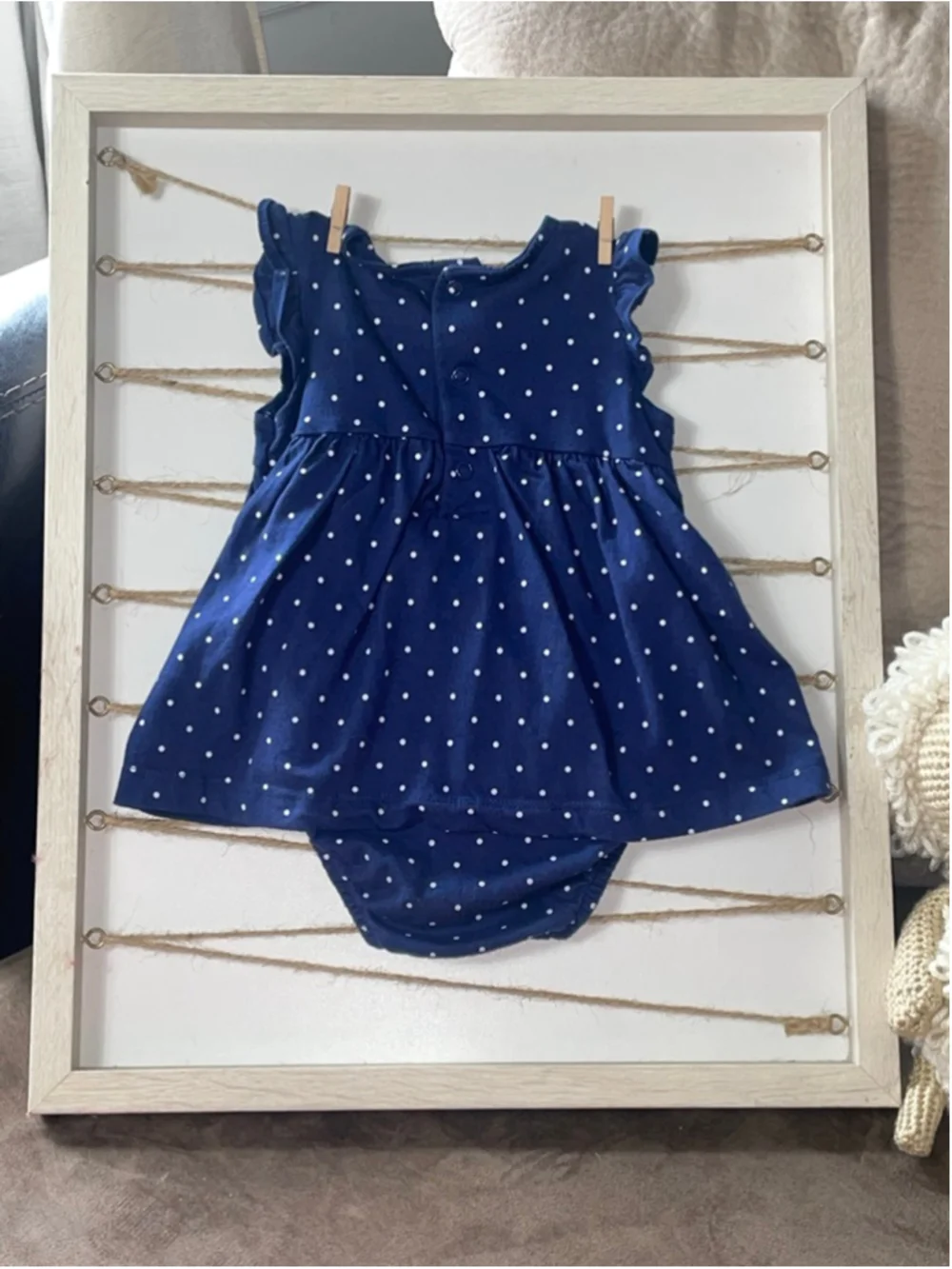 Girls Carter's Blue Polka Dot flowers romper dress 12 months